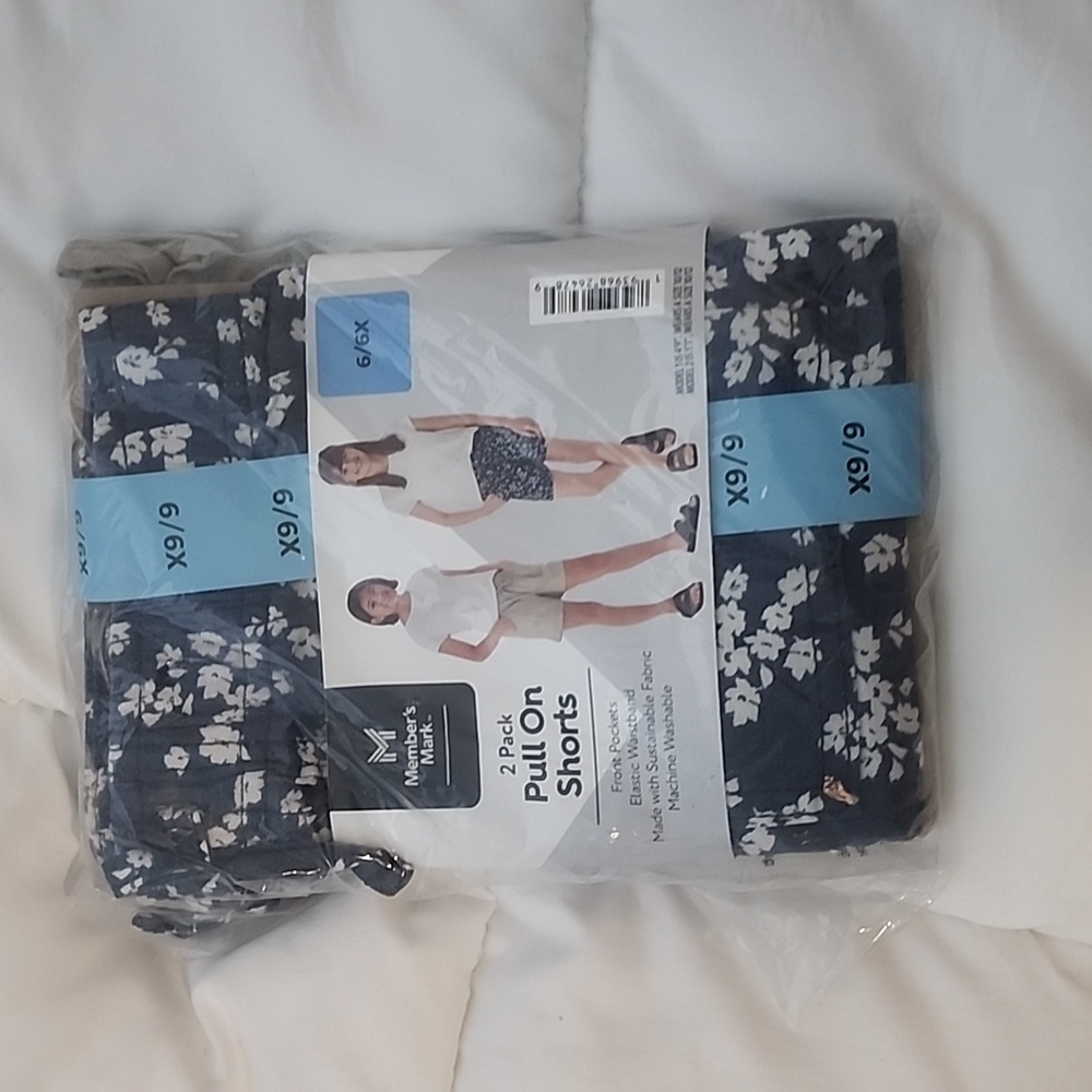 Member's Mark Girls 2 Pack Pull-On Shorts NWT Size 6/6x and 10/12.